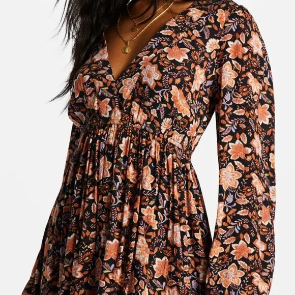 NWT New Billabong Women's Sweetest Dream Mini Dress Small S 8 Cute Floral Soft - Picture 4 of 8